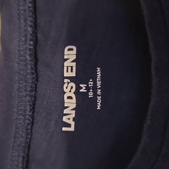 Lands End, Top, Tunic, Navy, Purple Tie, Elastic Waist, Scoop Neck Line, Casual - Picture 3 of 7